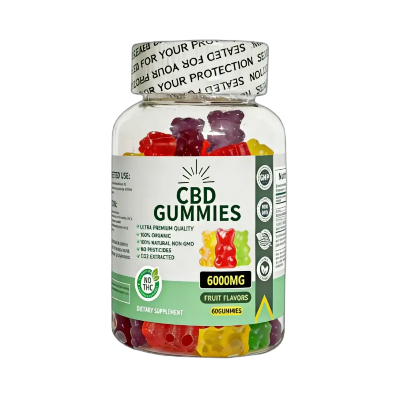 Purest CBD Gummies 6000mg jar, 60 fruit-flavoured gummies
