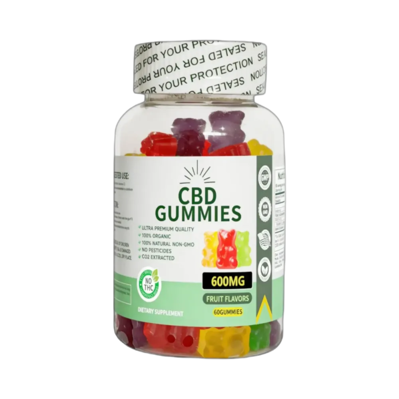 Purest CBD Gummies 600mg jar, 60 fruit-flavoured gummies
